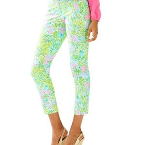 Lilly Pulitzer Kelly Skinny Ankle Pants, Size 14 in Coconut Jungle